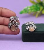 Peach color oxidised earrings