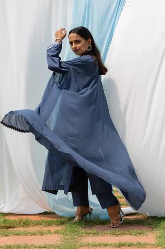 Cape Suit - Turquoise Suit Set