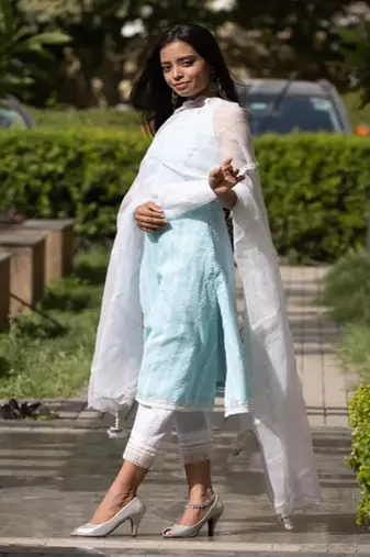 Kesar - Blue Sleeveless Suit Set