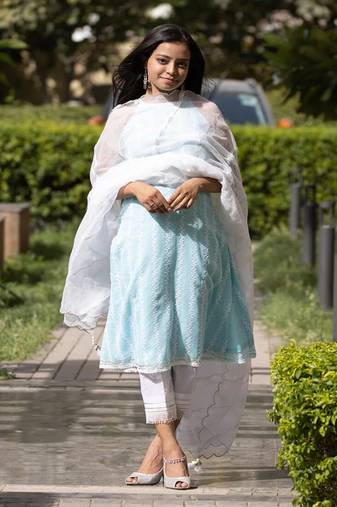 Kesar - Blue Sleeveless Suit Set