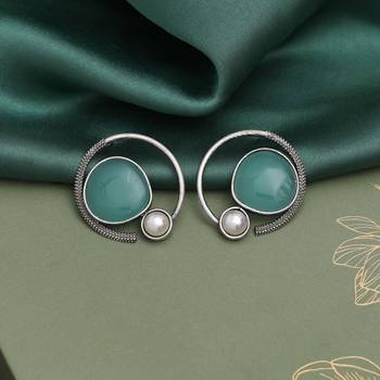 Pista green color oxidised earrings 1