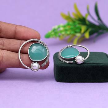 Pista green color oxidised earrings 2