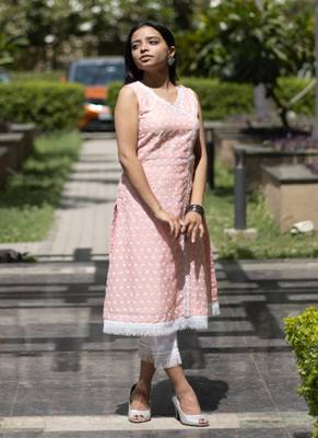 Kesar - Peach Sleeveless Suit Set 2