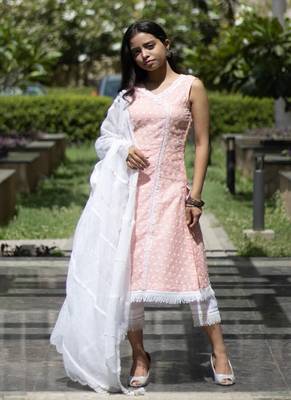 Kesar - Peach Sleeveless Suit Set 1