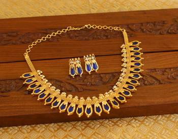 Kerala traditional gold plated palakka necklace 1