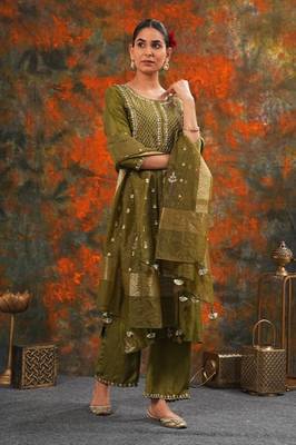 Raj - Olive Green Suit Set 2
