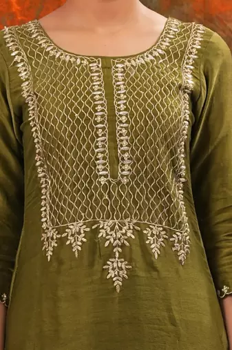Raj - Olive Green Suit Set