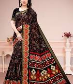 Black Art Silk Floral Printed Saree With Blouse