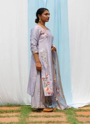Parineeta - Light Grey Suit Set 2