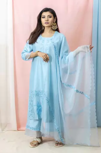 Raasika - Sky Blue Suit Set