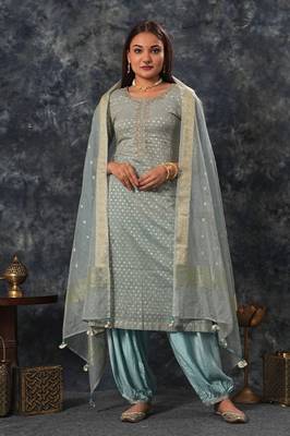 Powder Blue zari Punjabi Salwar Suit 1