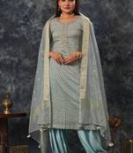 Powder Blue zari Punjabi Salwar Suit
