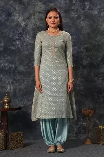 Powder Blue zari Punjabi Salwar Suit