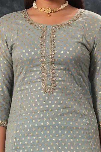 Powder Blue zari Punjabi Salwar Suit
