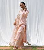 Pink Chanderi Silk Sequin Work Palazzo Set