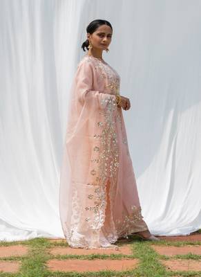 Pink Chanderi Silk Sequin Work Palazzo Set 2
