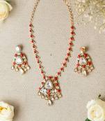 Kundan necklace set with coral stones