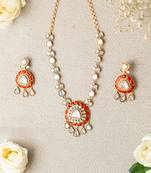 Kundan necklace set with coral stones