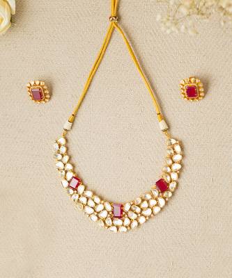 Red kundan necklace set 1