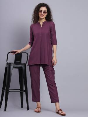 Purple Cotton Co-Ord Sets 3