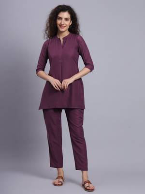 Purple Cotton Co-Ord Sets 4
