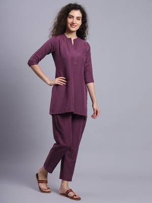 Purple Cotton Co-Ord Sets 5