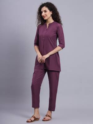 Purple Cotton Co-Ord Sets 6