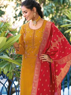  women kurta and trouser duppata set pure viscose silk 5