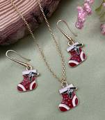 Christmas necklace & earring set santa claus stockings charm for women girls & kids party gifts