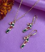 Christmas necklace & earring set candy cane charm pendant for women girls & kids party gifts
