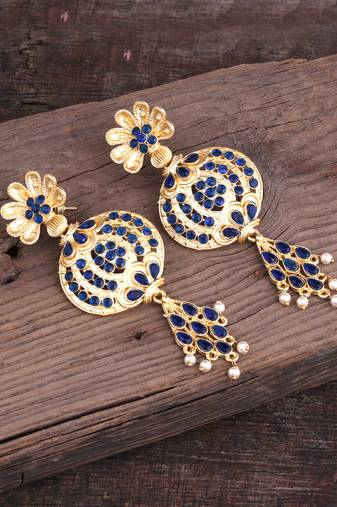 Long dangler gold plated earrings