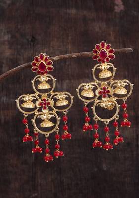 Designer long dangler gold plated earrings 1