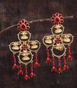 Designer long dangler gold plated earrings