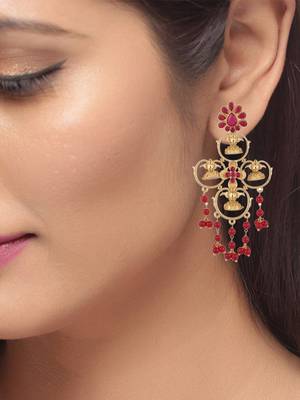 Designer long dangler gold plated earrings 2
