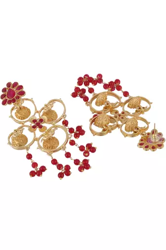 Designer long dangler gold plated earrings
