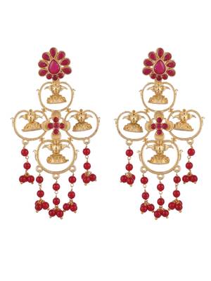 Designer long dangler gold plated earrings 4
