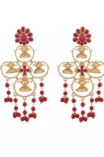 Designer long dangler gold plated earrings