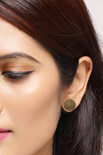 Gold plated circular meenakari stud earrings