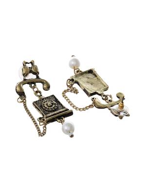 Gold plated oxidised telephone earrings 3