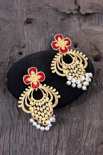 Long dangler gold plated earrings