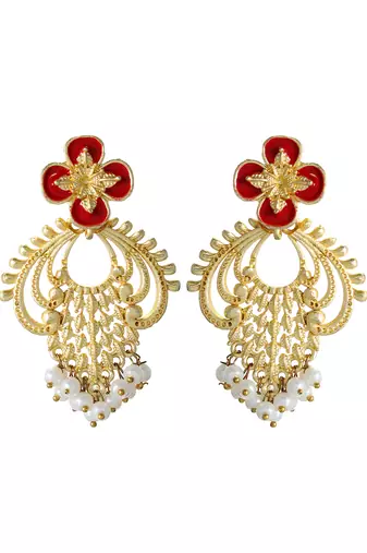 Long dangler gold plated earrings