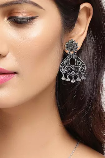 Oxidised silver earrings