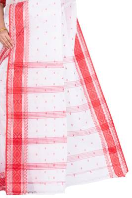 Red Woven Pure Cotton Boysko_Tant Bengali Tant Saree  Without Blouse 3