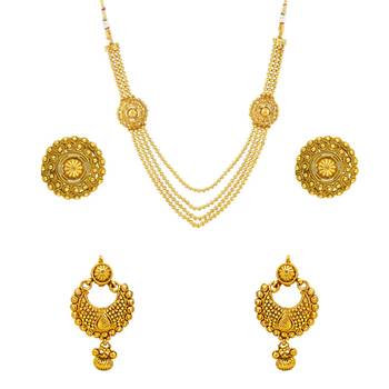 Donna Combo of Glowing gold plated necklace set and earrings for Women 1