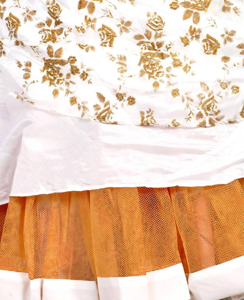 Trendmalls White Organza Foil with Digital print Work Party Wear Festive Casual Wedding Premium Maxi Dress Kurtis 