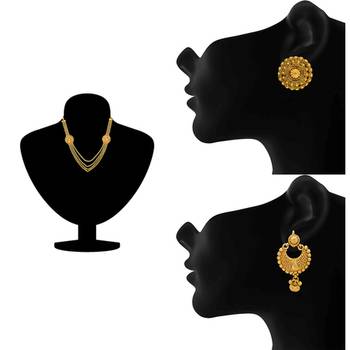 Donna Combo of Glowing gold plated necklace set and earrings for Women 3