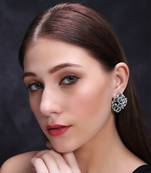 Leaf shaped semi-precious green emerald studded earrings