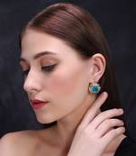 Semi-precious blue sapphire and zircon diamond studded earrings