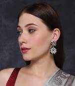White finish semi-precious zircon diamond studded dangler earrings