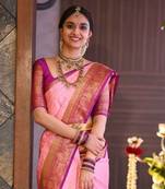 PINK WOVEN KANJIVARAM SILK SAREE WITH BLOUSE PIECE